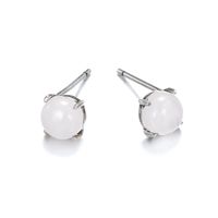 Moda 925 Uñas Blancas De Hongos Pendientes Redondos Geométricos De Cristal Rosa Coreano Para Mujer Joyería sku image 1