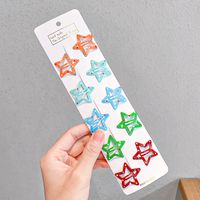 10 Sets Of Children's Metal Paint Hairpin Candy Color Star Hair Accessories Wholesale Nihaojewelry sku image 5