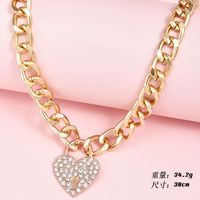 Fashion New Full Diamond Peach Heart Pendant Women's Y-shaped Alloy Necklace Wholesale sku image 1