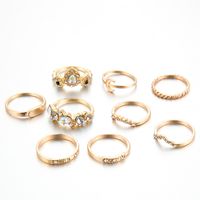 2019 Europe And America Cross Border New Retro Gold Diamond Moon Gem Color 9-piece Set Combined Ring Set Ring sku image 1