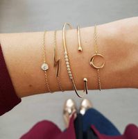 2019 Europe Et En Amérique Croix Frontière Nouveau Populaire Personnalité De La Mode Lune Foudre Plein De Diamants Bracelet Bracelet 5-pièces Ensemble sku image 1