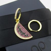 Wholesale Jewelry 1 Pair Fashion Fruit Watermelon Copper Artificial Gemstones Earrings sku image 1