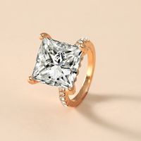 Fashion Classic Full Diamond Ring Simple And Elegant Retro Trend Square Ring Wholesale Nihaojewelry sku image 1