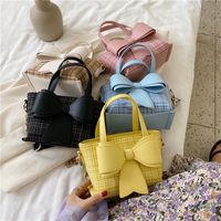 New Summer Fashion Bow-knot Plaid Korean Wild Woven Chain One-shoulder Messenger Handbag For Women main image 1