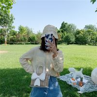 Nouvelle Mode D'été À Carreaux Noeud Papillon Coréen Sauvage Chaîne Tissée Une Épaule Sac À Main Messager Pour Les Femmes main image 4