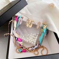 New Trendy Lock Silk Scarf Chain Fashion Single Shoulder Messenger Bag For Women main image 5