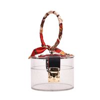 Nouveau Mode Rétro À La Mode Portable Petit Rond Foulard En Soie Coréenne Messager Épaule Sac Transparent Pour Les Femmes main image 3