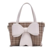 New Summer Fashion Bow-knot Plaid Korean Wild Woven Chain One-shoulder Messenger Handbag For Women sku image 1