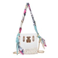 New Trendy Lock Silk Scarf Chain Fashion Single Shoulder Messenger Bag For Women sku image 1