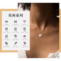 New Stainless Steel Simple Round Hammer Pendant 316l Lettering Constellation Necklace For Women main image 1
