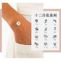 Fashion Stainless Steel Women's Fine Lettering Plant Flower Adjustable Bracelet main image 2