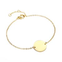 Fashion Simple Gold-plated Geometric Round 316l Titanium Steel Can Be Engraved Bracelet For Women main image 6