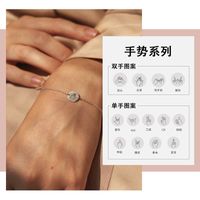 Fashion Round Stainless Steel Gold-plated 316l Lettering Gesture Bracelet For Women main image 2