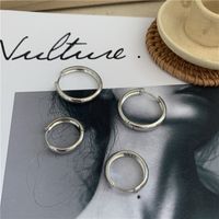 Retro Simple Circle Gold-plated Silver Non-fading Hoop Earrings Wholesale main image 4