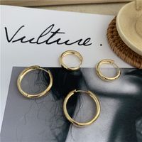 Retro Simple Circle Gold-plated Silver Non-fading Hoop Earrings Wholesale main image 3