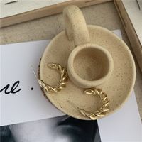 Simple Gold Small Circle Hollow Horn Earring Wholesale main image 5