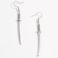 Fashion Exaggerated Simple Shape Carved Sword Silver Ear Hook Earrings For Men And Women main image 2