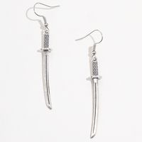 Fashion Exaggerated Simple Shape Carved Sword Silver Ear Hook Earrings For Men And Women main image 5