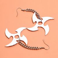 Fashion Exaggerated Punk Style Silver Ear Hook Long Pendant Dart Spinning Windmill Shape Earrings main image 3