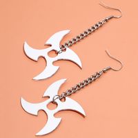 Fashion Exaggerated Punk Style Silver Ear Hook Long Pendant Dart Spinning Windmill Shape Earrings main image 4
