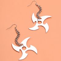 Fashion Exaggerated Punk Style Silver Ear Hook Long Pendant Dart Spinning Windmill Shape Earrings main image 5