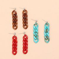 New Simple Multicolor Three-color Acrylic Hanging Ring Tassel Earrings 3 Pairs main image 3