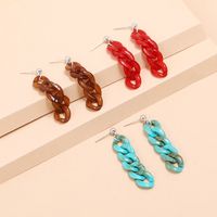 New Simple Multicolor Three-color Acrylic Hanging Ring Tassel Earrings 3 Pairs main image 4
