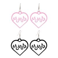 Simple Two-tone Acrylic Black Pink Hollow Love-shaped Spark Flame Earrings 2 Pairs main image 2