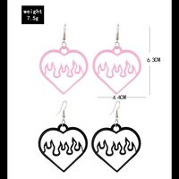Simple Two-tone Acrylic Black Pink Hollow Love-shaped Spark Flame Earrings 2 Pairs main image 6
