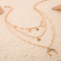 Fashion Simple Niche Tide Star Moon Multilayer Five-pointed Star Clavicle Chain Necklace main image 4