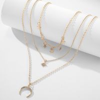 Fashion Simple Niche Tide Star Moon Multilayer Five-pointed Star Clavicle Chain Necklace main image 5