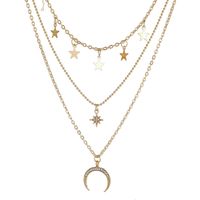 Mode Einfache Nische Flut Stern Mond Mehrschichtige Fünfzackige Stern Schlüsselbein Kette Halskette main image 6