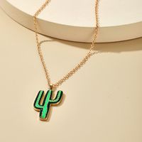 New Alloy Plant Flower Gold Green Cactus Wild Clavicle Chain Necklace main image 4