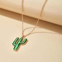 New Alloy Plant Flower Gold Green Cactus Wild Clavicle Chain Necklace main image 5