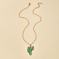 Nouveau Collier De Chaîne De Clavicule Sauvage De Cactus Vert D'or De Fleur De Plante D'alliage main image 6