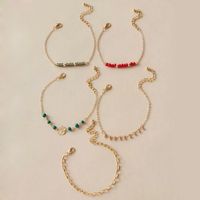 Bohemian Style Multicolored Handmade Beaded Geometric Tassel Color Rice Bead Alloy Bracelet Set main image 5