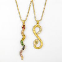 Fashion Simple Retro Single-layer Diamond Serpentine Copper Pendant Necklace main image 1