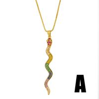 Fashion Simple Retro Single-layer Diamond Serpentine Copper Pendant Necklace main image 3