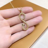 Fashion Simple Retro Single-layer Diamond Serpentine Copper Pendant Necklace main image 6
