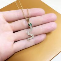 Fashion Snake Pendant Simple Diamond Niche Clavicle Copper Necklace For Women main image 6