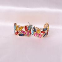 Fashion C Shape Diamond Alloy Artificial Gemstones Earrings Ear Studs main image 4