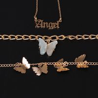 Fashion Butterfly Simple Three-piece Chain Alloy Butterfly Anklet For Women main image 6