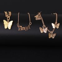 Fashion Butterfly Simple Three-piece Chain Alloy Butterfly Anklet For Women main image 5