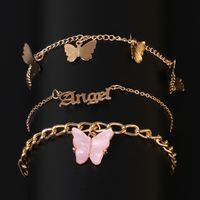 Fashion Butterfly Simple Three-piece Chain Alloy Butterfly Anklet For Women main image 3