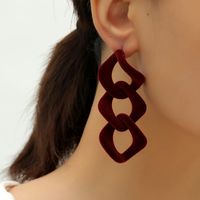 Korea Retro Chain Simple Fashion Wild Flocking Geometric Stitching Diamond Alloy Earrings main image 2