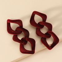 Korea Retro Chain Simple Fashion Wild Flocking Geometric Stitching Diamond Alloy Earrings main image 4
