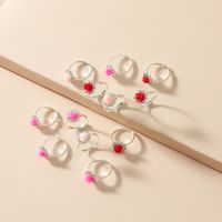 Fashion Cartoon Children's Adjustable Simple New 12-piece Set Rose Diamond Ring Wholesale main image 3