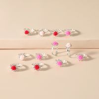 Fashion Cartoon Children's Adjustable Simple New 12-piece Set Rose Diamond Ring Wholesale main image 4