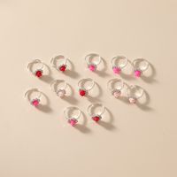 Fashion Cartoon Children's Adjustable Simple New 12-piece Set Rose Diamond Ring Wholesale main image 5