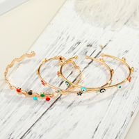 Color Eye New Real Gold Plated Diamond Dripping Open Eye Copper Bracelet main image 1